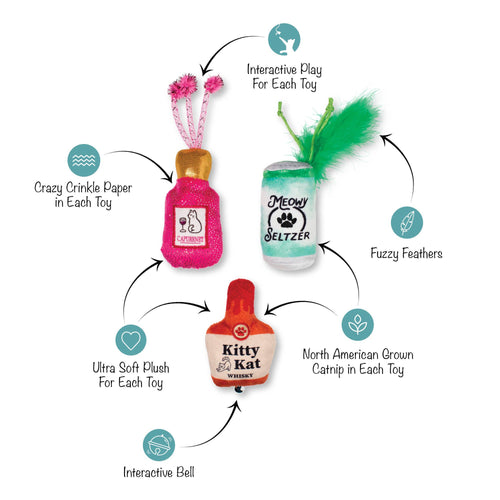 Fringe Kitten My Drink On Cat Toy Set of 3